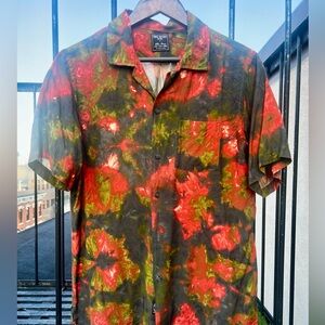 Todd Snyder Three Looms Rayon ABSTRACT CAMO SS CAMP COLLAR SHIRT MEDIUM